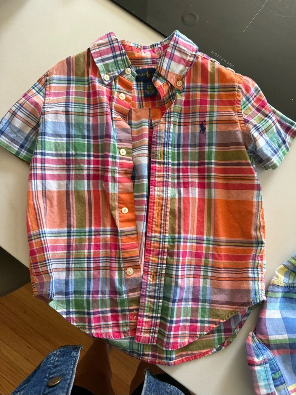 Ralph Lauren Kids Plaid Short-Sleeve Button-Down in Bright Multicolor